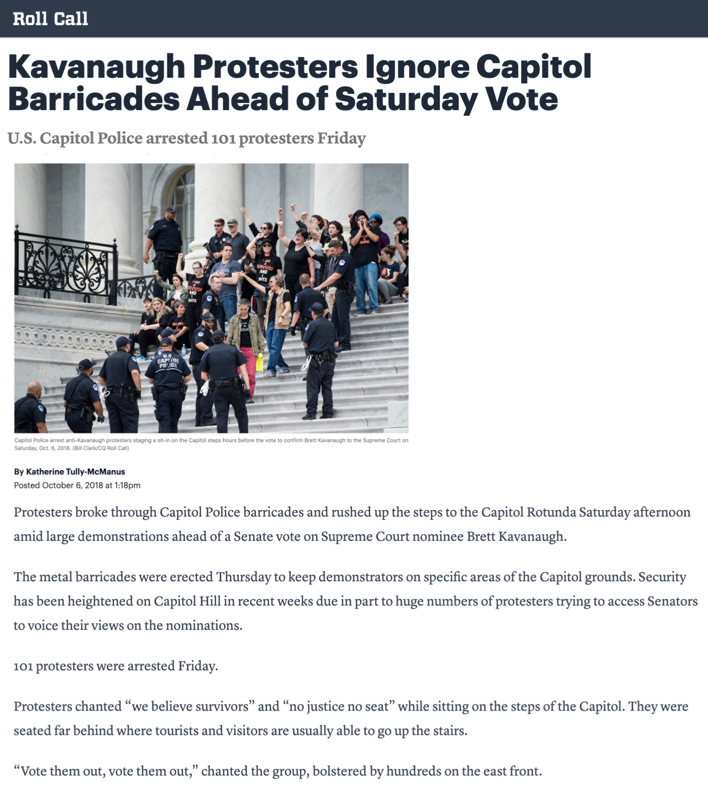 Roll Call Protesters Barricades